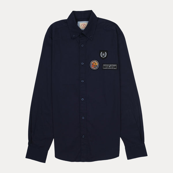 Brooks Brothers Classic Navy Button-Up Shirt with Patches