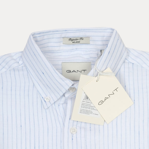 [Mélange Slub Linen] GANT Melange Stripe Delight Shirt - Sky Blue Elegance