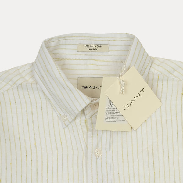[Mélange Slub Linen] GANT Melange Striped Elegance Shirt in Creamy Whisper