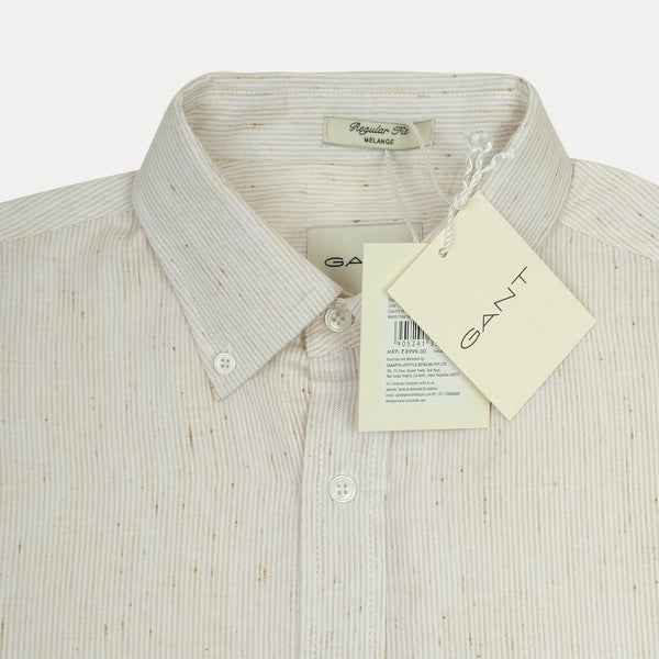 [Mélange Slub Linen] GANT Elegant Melange Button-Up Shirt in Whispering Cream