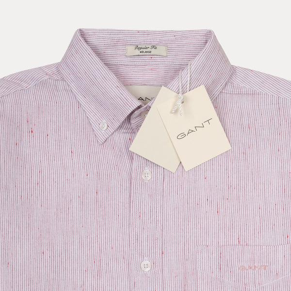 [Mélange Slub Linen] GANT Melange Stripe Shirt in Blushing Petal