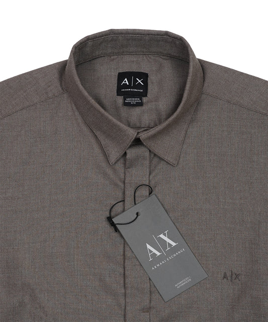 ARMANI EXCHANGE Rustic Ember Tailored Fit Long Sleeve Textured Button-Up Shirt