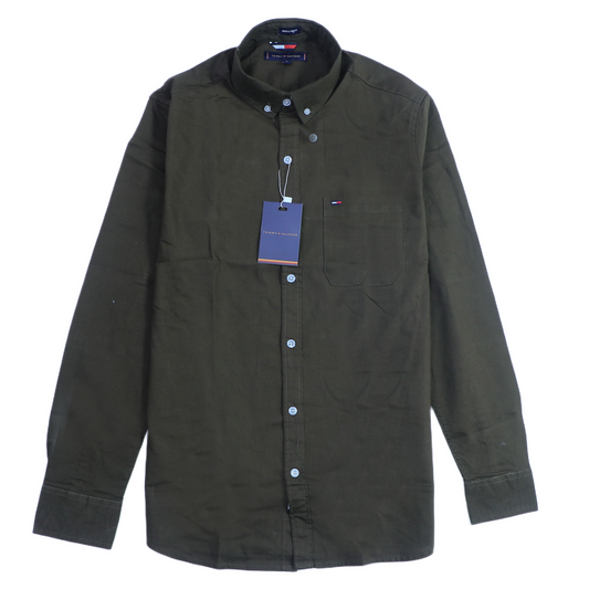TOMMY HILFIGER Enchanted Olive Classic Fit Long Sleeve Button-Down Shirt