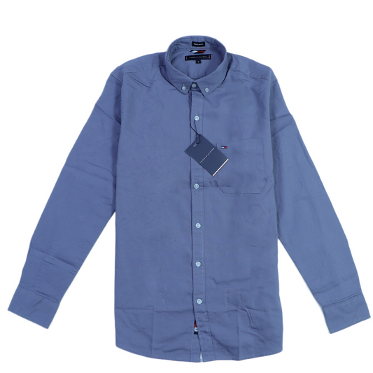 TOMMY HILFIGER Serene Azure Tailored Fit Long Sleeve Button-Up Shirt